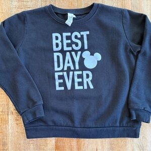 Disney Parks Mickey Mouse “Best Day Ever” Sweatshirt Kids Small Black Crewneck